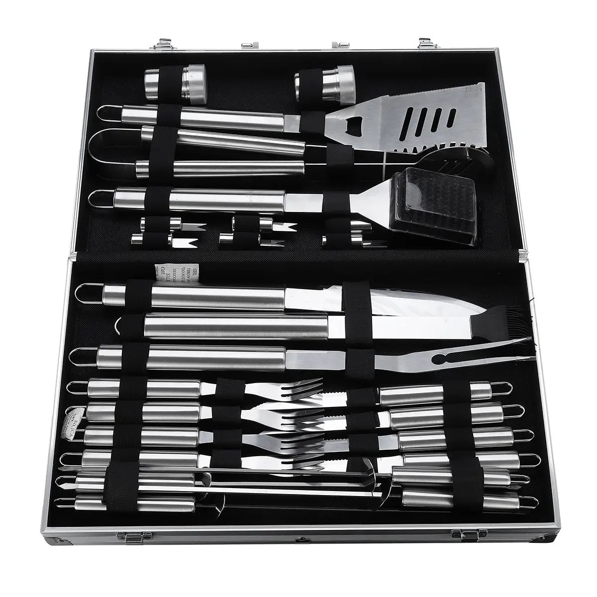 26Pcs Barbecue Tool Set Stainless Steel Stick Fork Brush Grilling Utensil