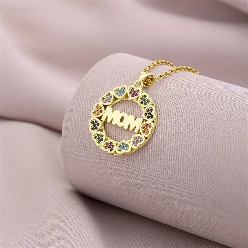 Mother's Day Mama Letter Pendant Necklace for Women Stainless Steel Mom