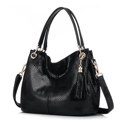 REALER High Quality Leather Tote Hand Bag Ladies Serpentine Shoulder Messenger