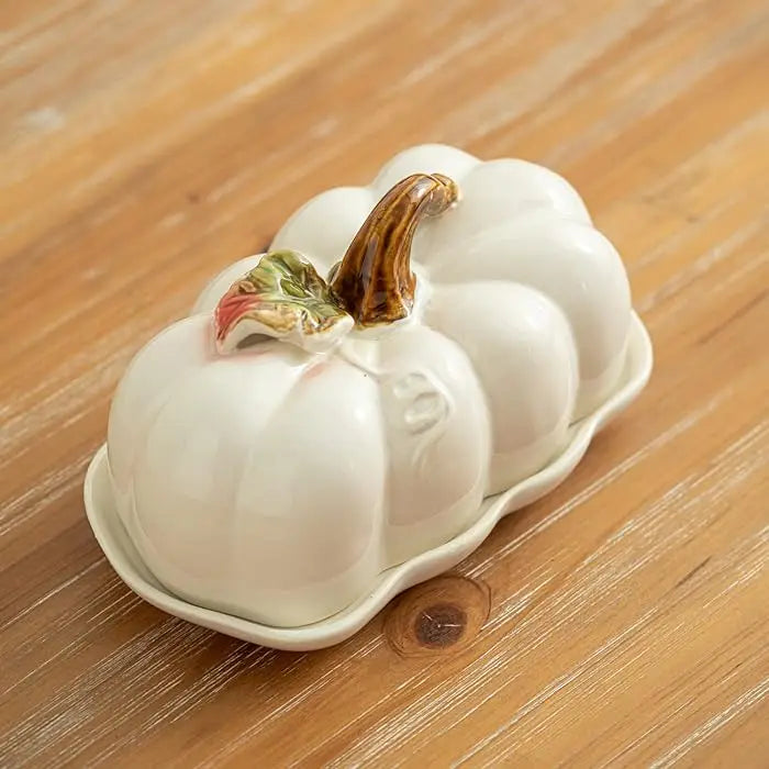 Cute and Novel Pumpkin With Lid Ceramic Dining Plate Snack Plate Utensils