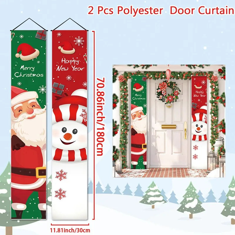 Christmas Door Decoration 2024 Merry Christmas Banner Decor for Home