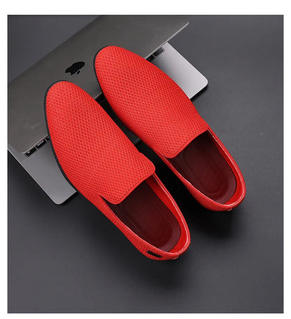 Fashion Mens Loafers Slip on Suede Genuine Leather Shoes