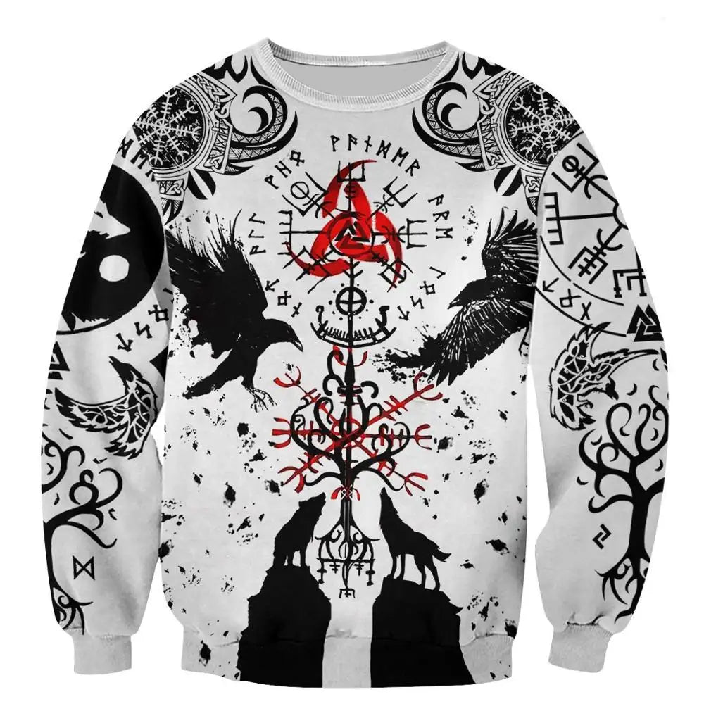 Beautiful Raven Tattoo 3D Printed Men Hoodie Harajuku Fashion Hooded Sweatshirt