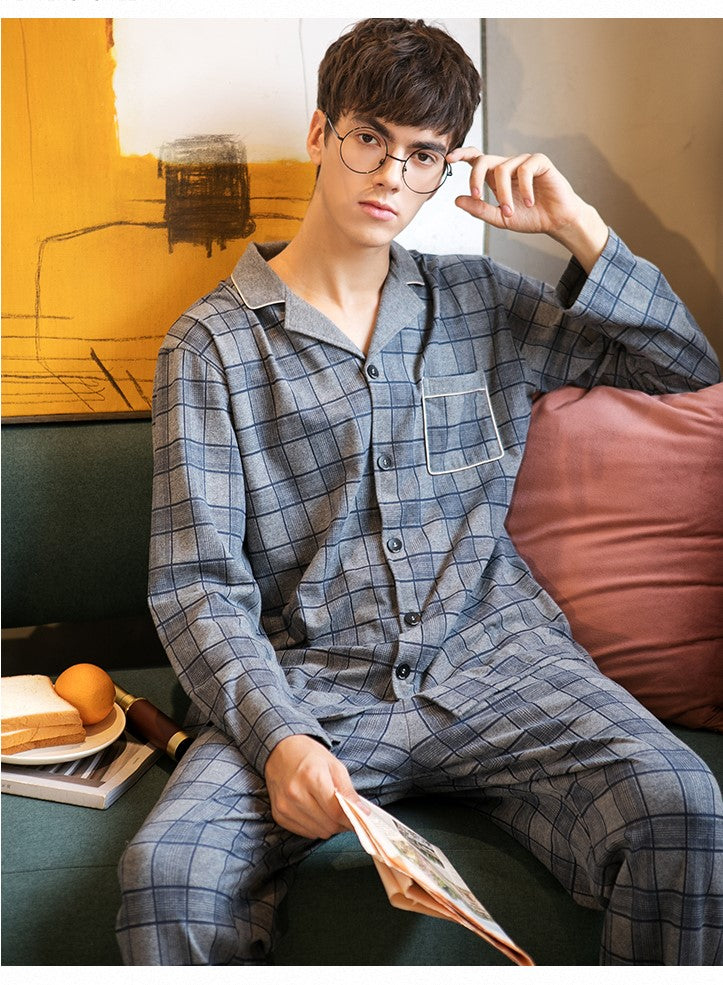 100% Cotton Pajama for Men 2 Pieces Lounge Sleepwear Pyjamas