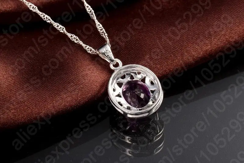 Crystal Pendant Necklace Earrings Ring Cubic Zircon Trendy Party 925 Sterling