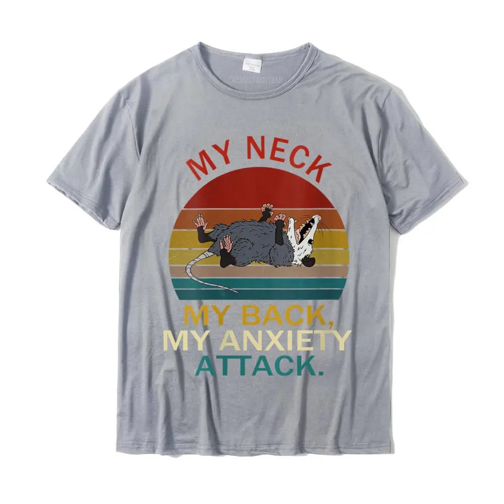 Womens My Neck My Back My Anxiety Attack Opossum Sunset Round Neck T-Shirt