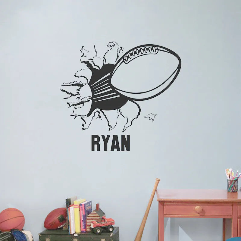 American Football Stickers , Football With Name Vinyl Wall Decal Sticker