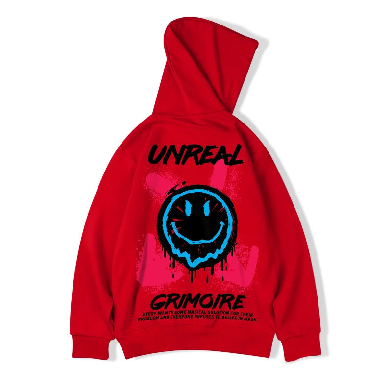 Abfer Men's Hoodies Oversized Hoodie Smiley Graffiti Sweatshirt pullover