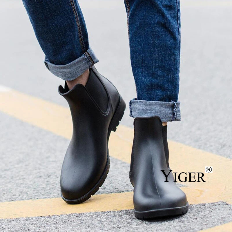 YIGER Men Rain Boots Man Chelsea Boots Male Ankle Boots Men Casual Boots Men