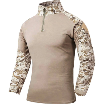 TACVASEN Long Sleeve 1/4 Zipper Tactical T-Shirts With Pockets