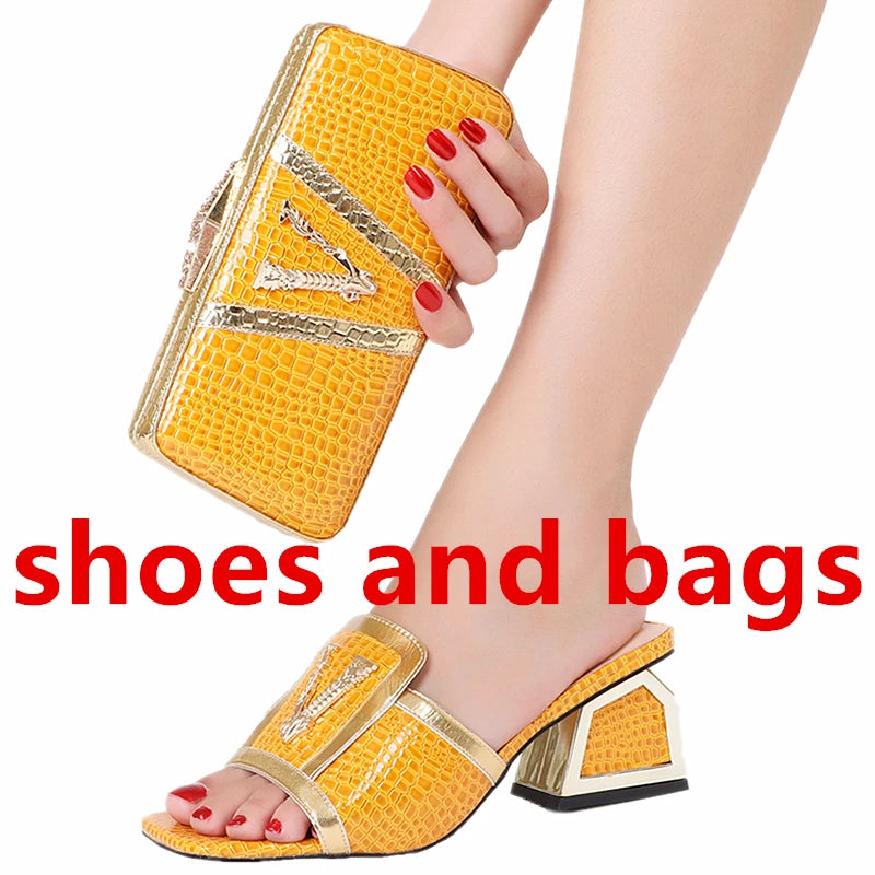 2022 Italian New Design Shoe Bag Set New Nigeria Crystal Shoes Suitable