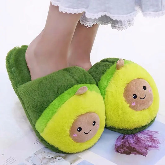 Millffy Cute Women Flip Flop Avocado Slippers Shape Home Floor Soft Stripe Slip