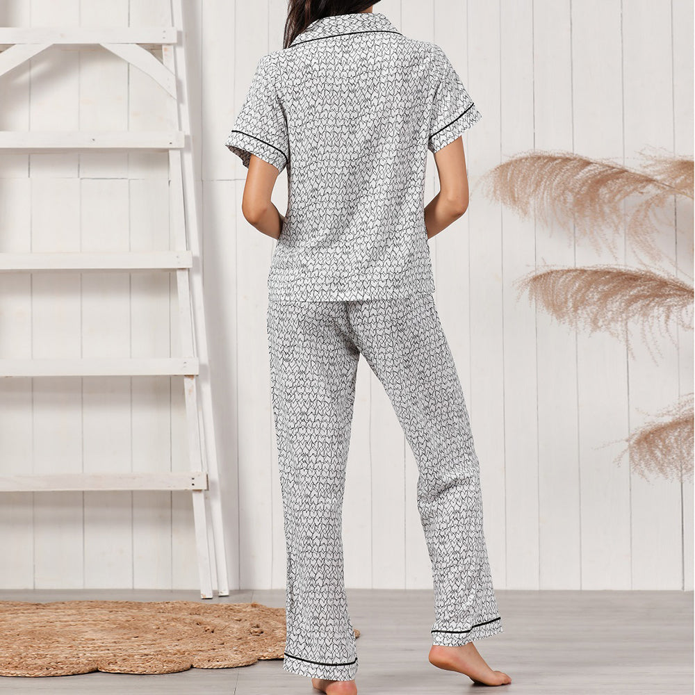 Turn Down Collar Pijamas Personalizados Loungewear Pajamas girls Sleepwear Set