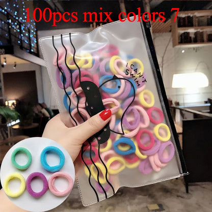 50/100pcs/Set Girls Colorful Nylon Small Elastic Hair