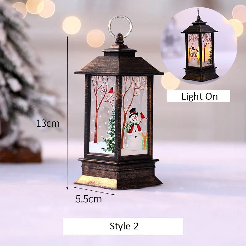 Santa Claus Snowman Lantern Light Merry Christmas Decor for Home Christmas Tree