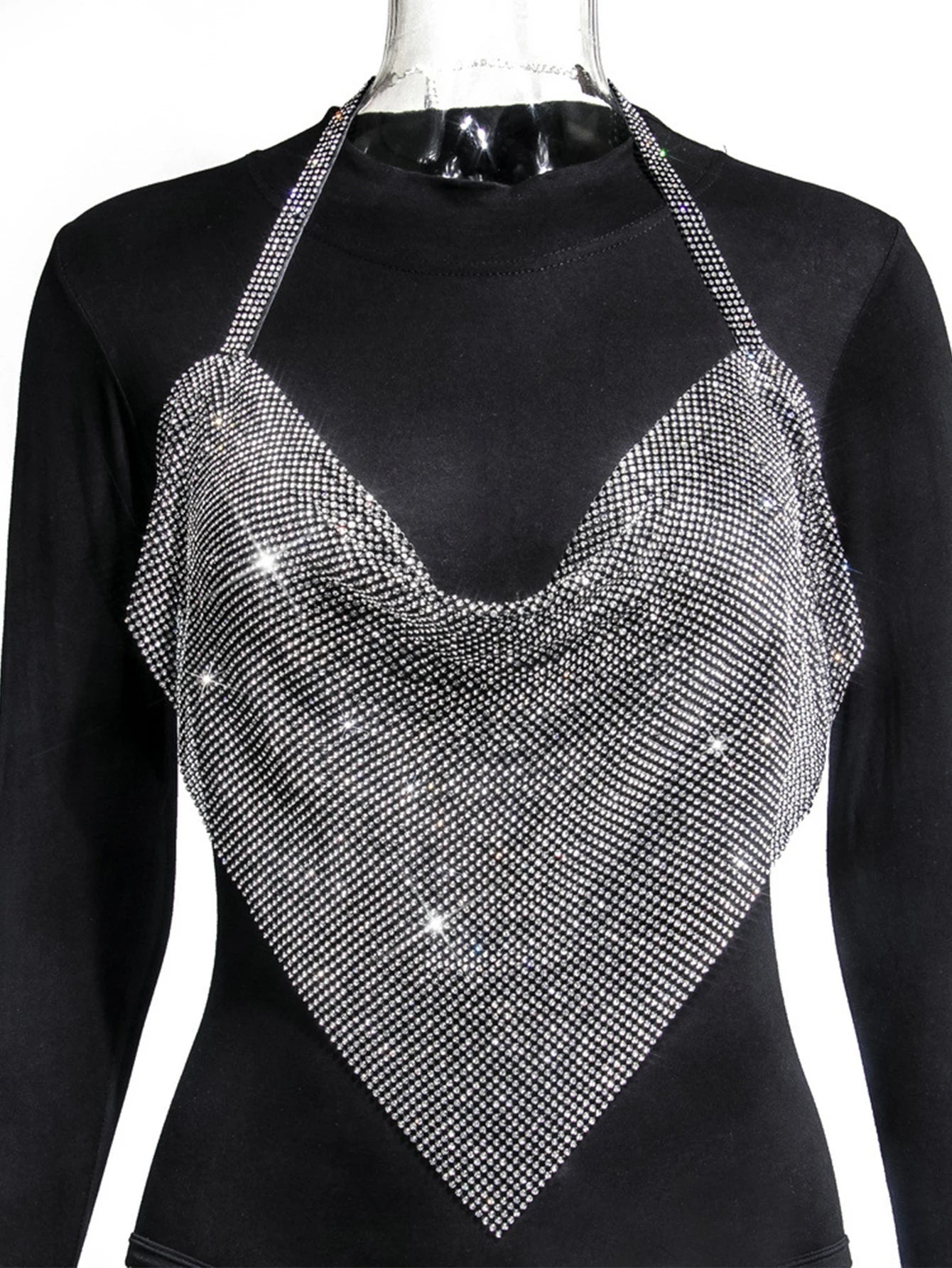 Sexy Y2k Halter Metal Rhinestone Crop Tops Women 2024 Summer Top Bralette