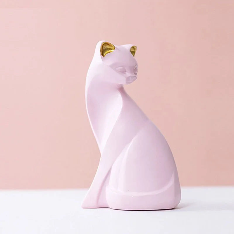 Vilead Pink Cat Sculptures Dressing Table Decoration Accessories Home