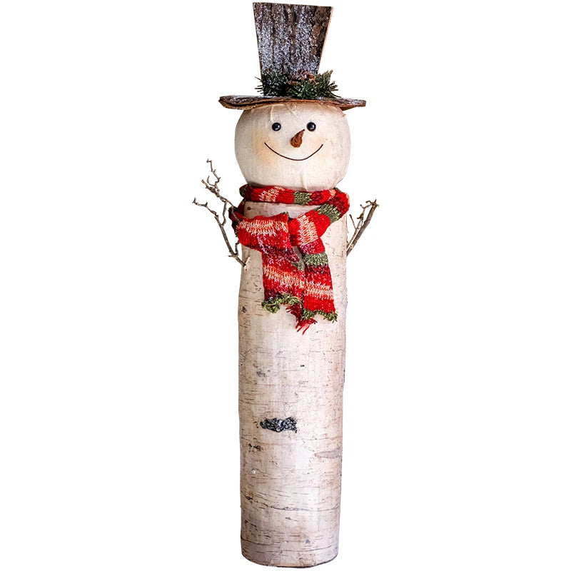 Snowman Birch Bark Doll Christmas Ornament Merry Christmas Decorations for Home