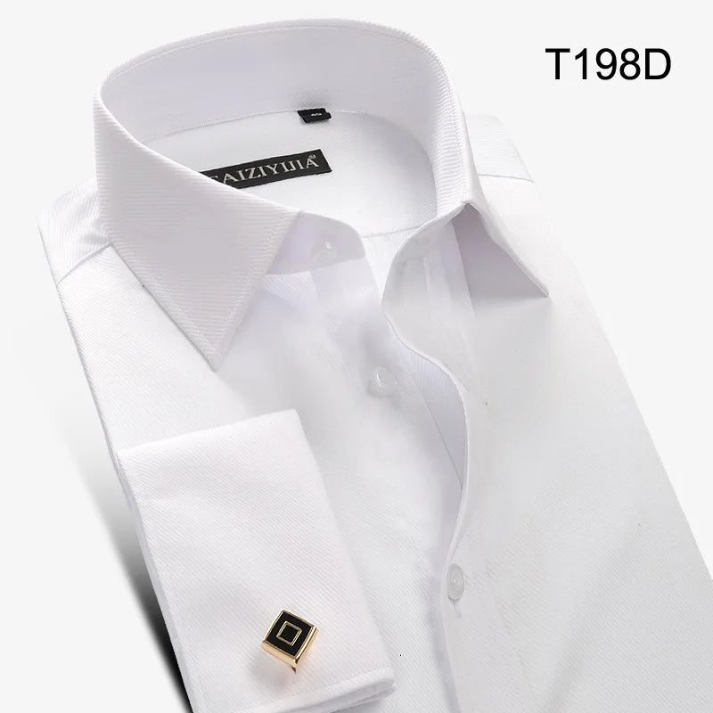 Men's Dress Shirt French Cuff Button Tuxedo Shirt With Cufflinks Long Sleeve