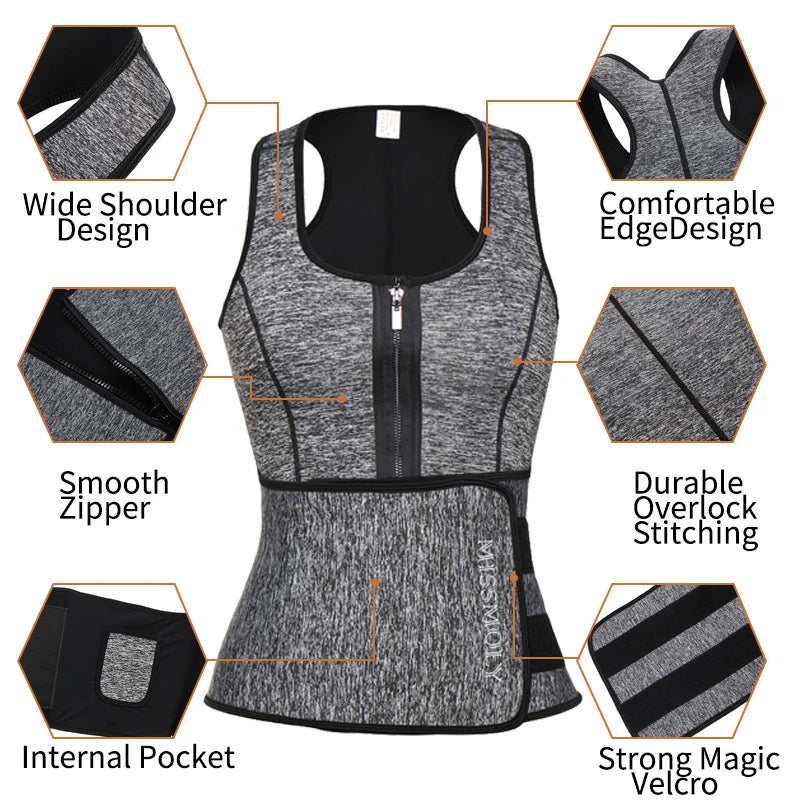 Women Neoprene Waist Trainer Sweat Sauna Suit Waist Cincher Slimming Vest