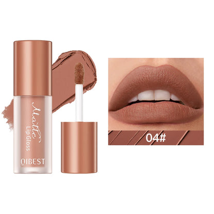 QIBEST 1Pc Velvet Matte Liquid Lipstick Nude Lipgloss Makeup Natural