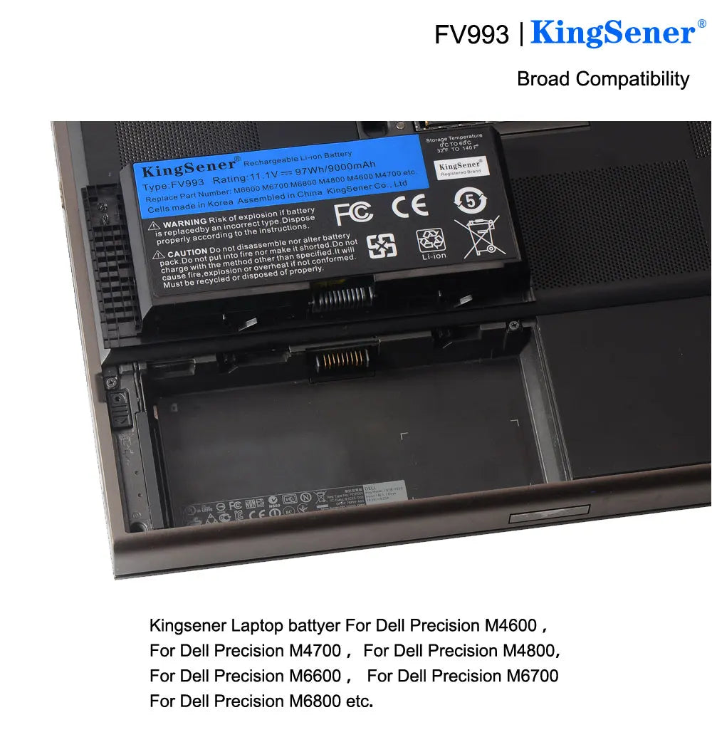 KingSener 11.1V 9000mAh FV993 Laptop Battery for DELL Precision M6600 M6700