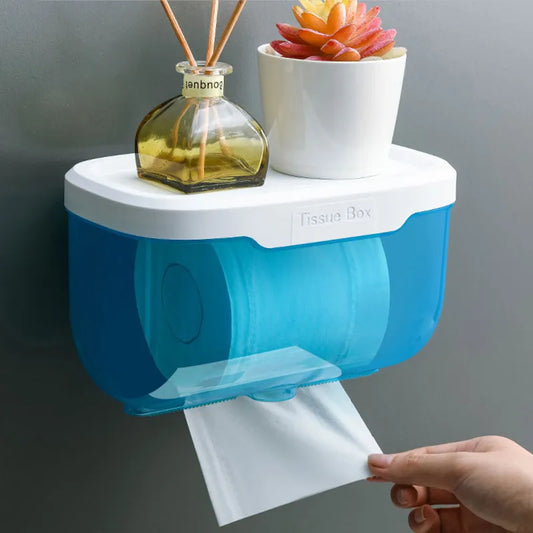 Punch-Free Toilet Paper Holder Box Waterproof Storage Toilet Paper Storage Rack