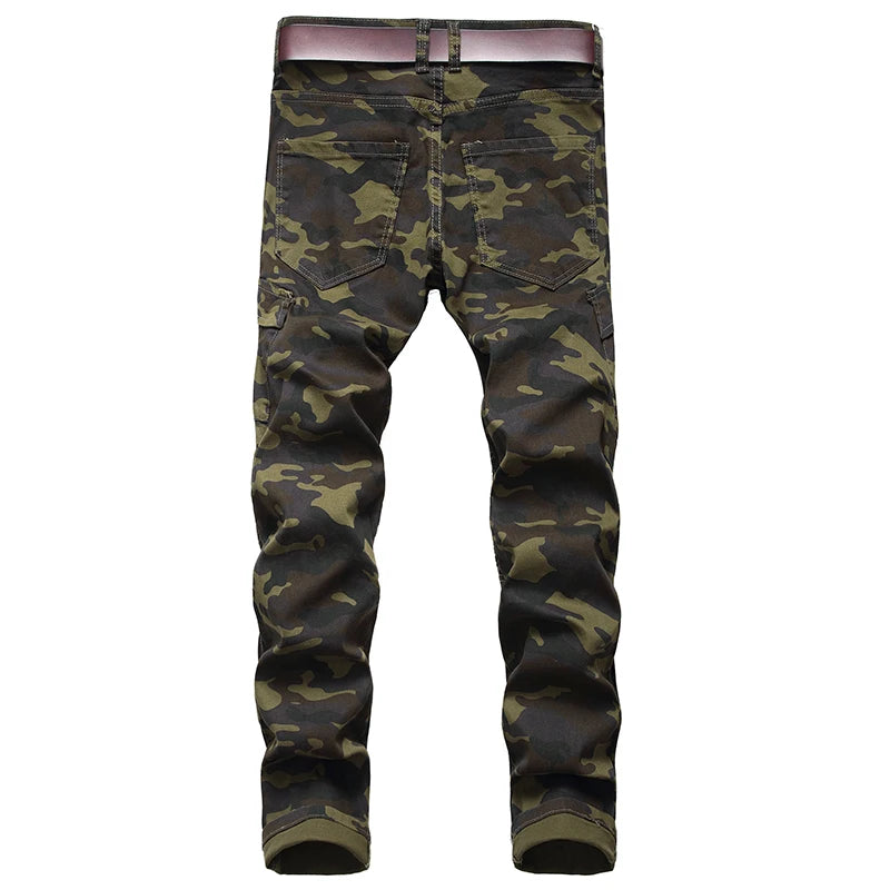 Mens Joggers Military Camouflage Cargo Denim Jeans Fashion Trousers