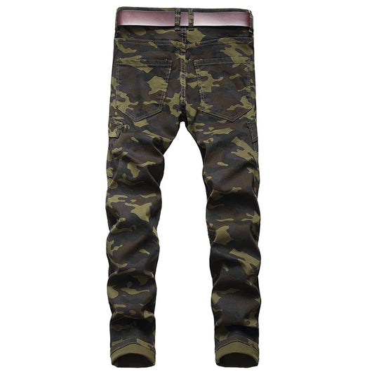 Mens Joggers Military Camouflage Cargo Denim Jeans Fashion Trousers