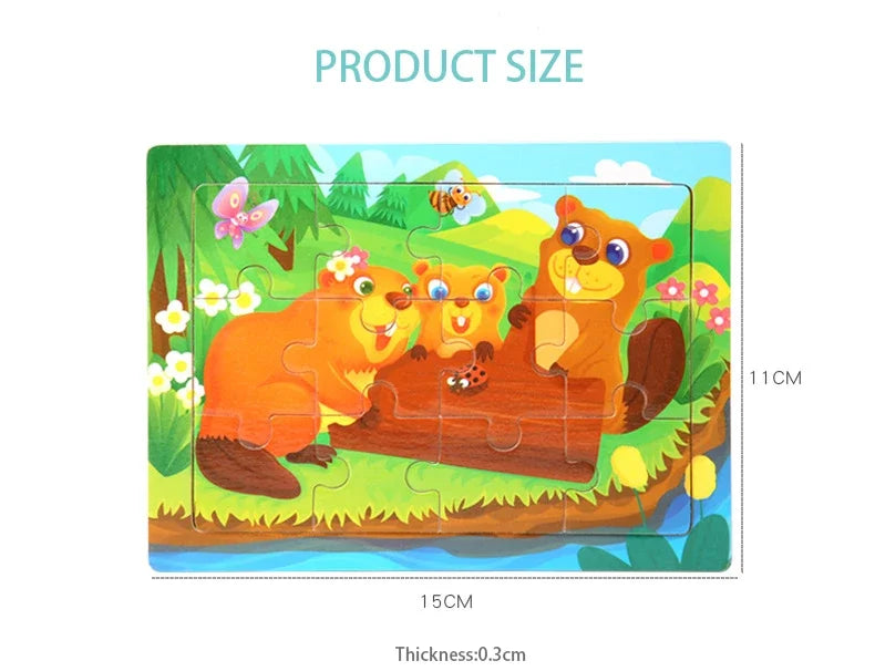 Mini Size 15*10CM Kids Toy Wood Puzzle Wooden 3D Puzzle Jigsaw for Children