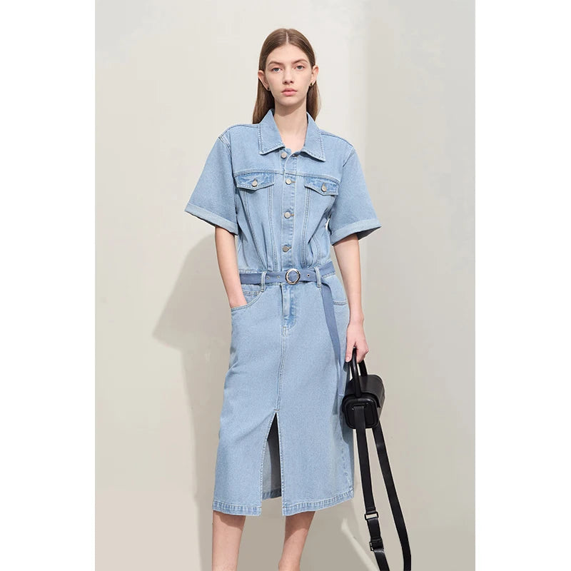 Amii Minimalism Dresses for Women 2024 Summer New Half