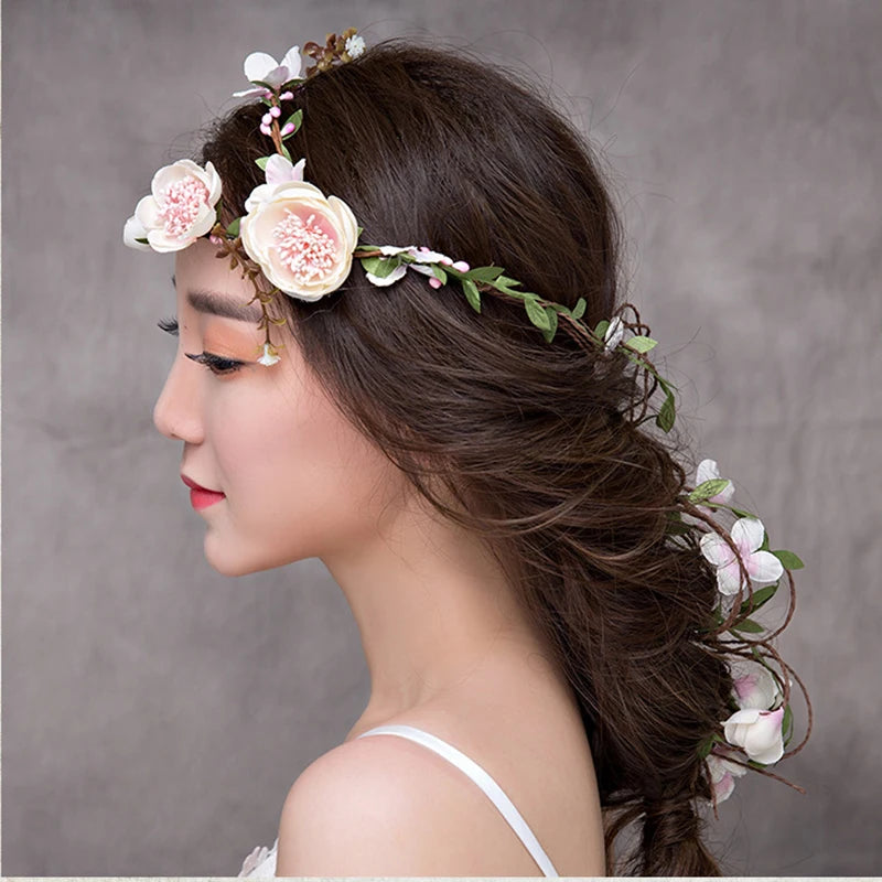 Bride Wedding Hair Accessories Gorgeous Flower Headbands Braided Hair Vine