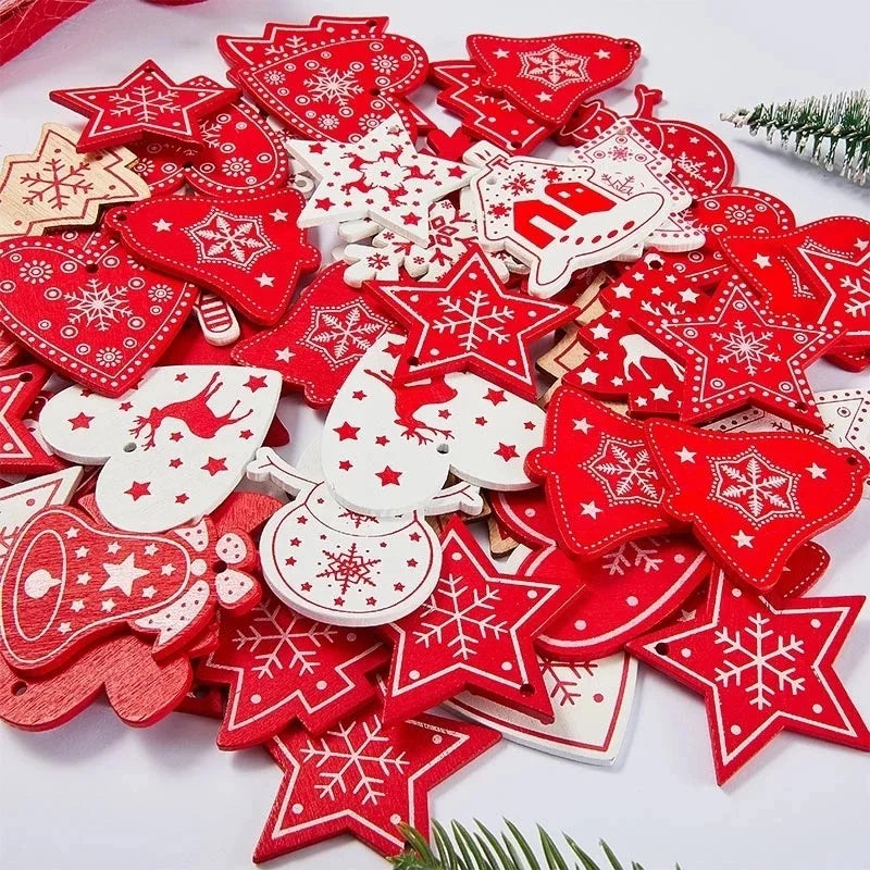 12pcs/Set Wooden Christmas Tree Toys Christmas Ornaments Christmas Decoration