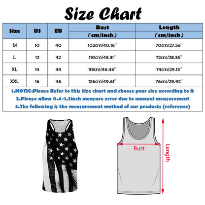 Men Summer Tank Tops Vests Casual Beach O Neck American Flag Printed