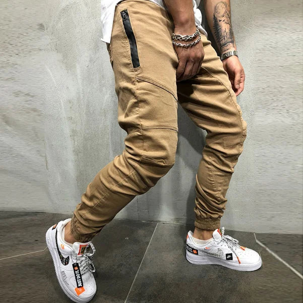 Men Pants Fashion Splicing Multi Pocket Harem Joggers Pants 2019 Male Trouser