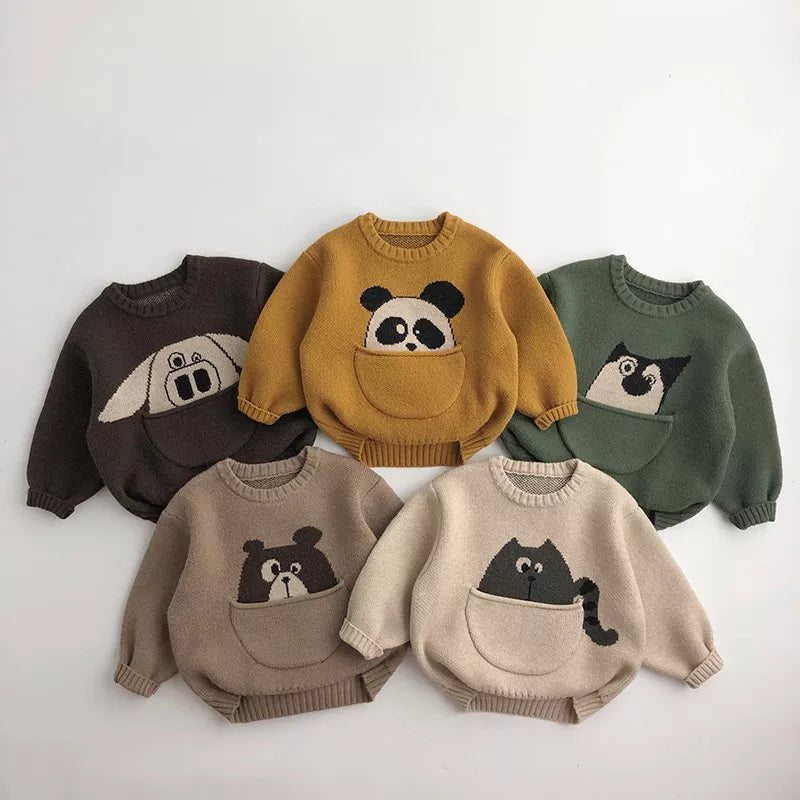 MILANCEL Kids Baby Clothes Sweaters Pullover Cartoon Boys Girls Knitwear Korean