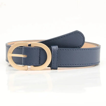 Thin Female Circle Buckles Belt Deduction Side Gold Buckle Jeans Belts Women