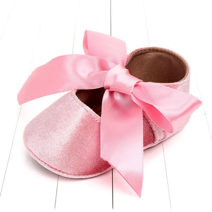 Baby Girl Cute Shoes Bow Lace Up PU Leather Princess Baby Shoes