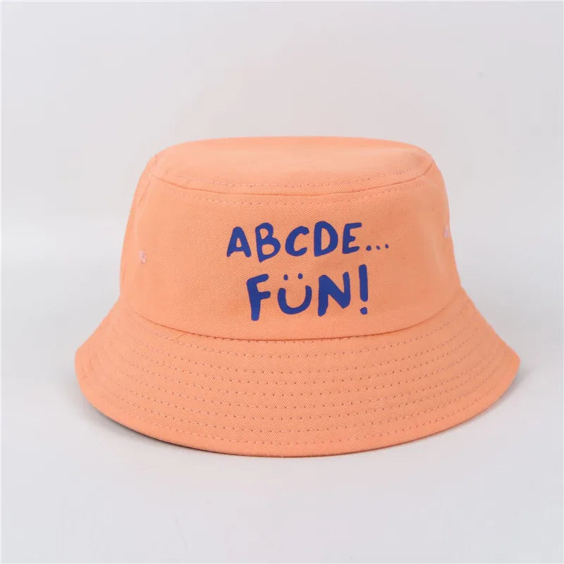 Spring Autumn Children's Bucket Hats Cartoon Letter Sun Hat Girls  Outdoor hat