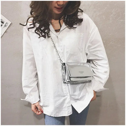 Women Laser Flap Bags Mirror Chain Shoulder Bag Summer Small Handbag