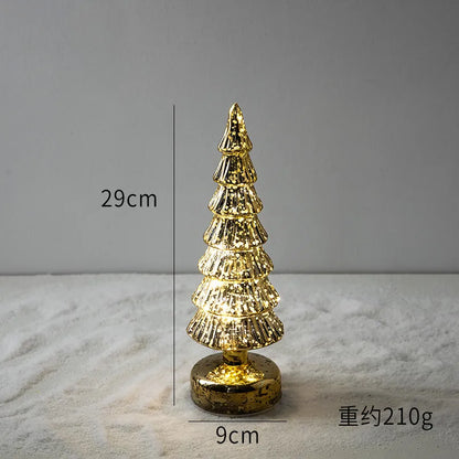 Glass Glowing Christmas Tree Decoration Night Light Ornaments Luminous New Year