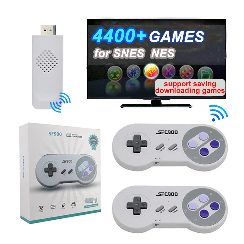 SF900 Game Stick Retro 4K HD Output Video Game Console Built-In 4400 Games