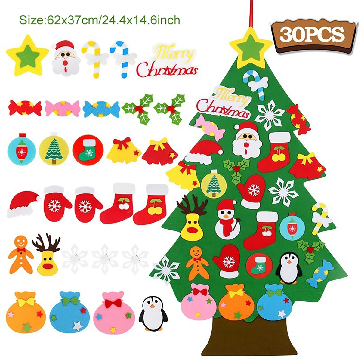 Kids DIY Felt Christmas Tree Merry Christmas Decorations for Home 2024