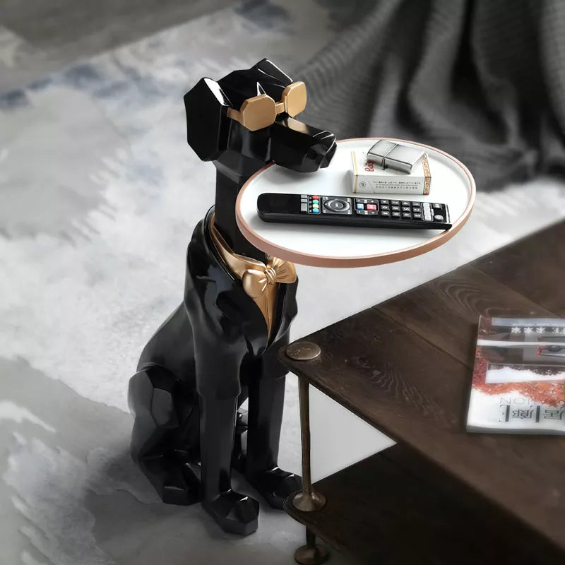 Cute Dog Sculpture  With Tray Holder Home Decor Sculpture Modern Art  Dog Statue