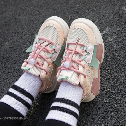 2023 Spring Children Girl Pink Shoes Autumn Mesh Breathable Kids Sneakers