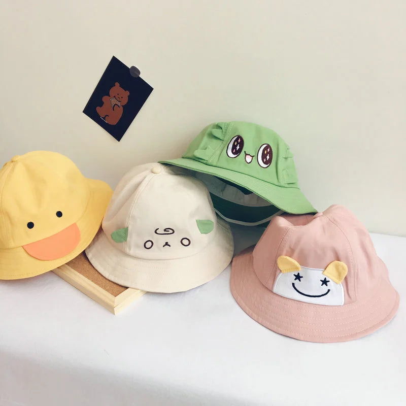 2-6 Years Old Panama Cap for Kids Spring Summer Cartoon Bucket Hats