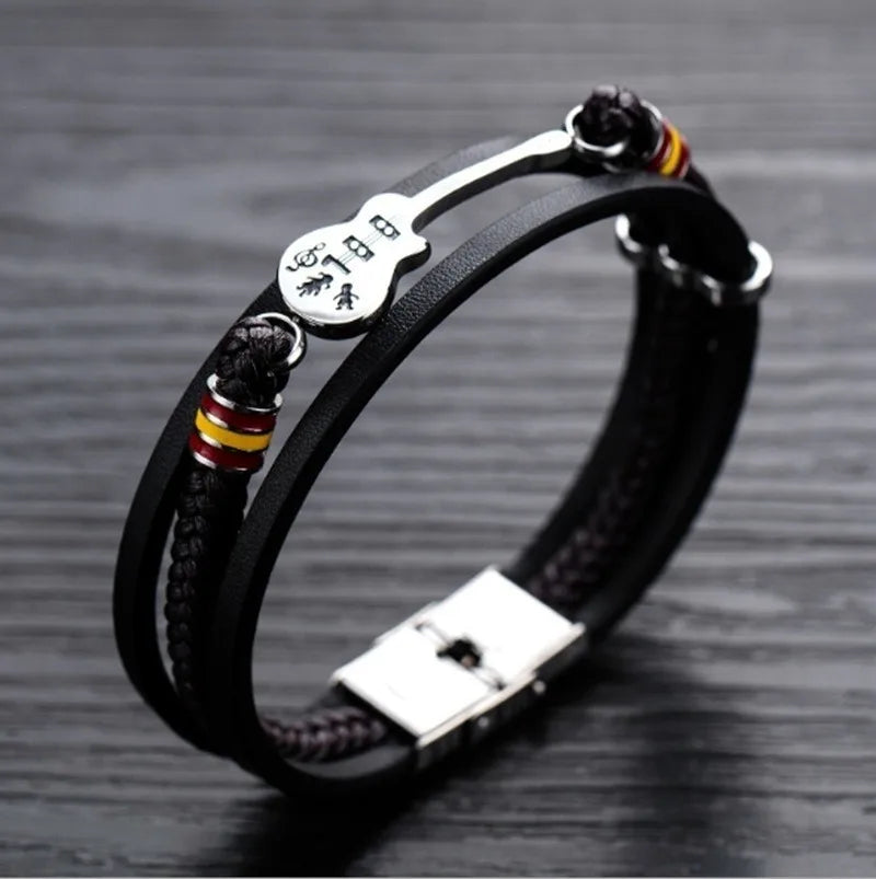 Men's Casual Bracelet Classic Accessories Multilayer Black Braided Bracelet