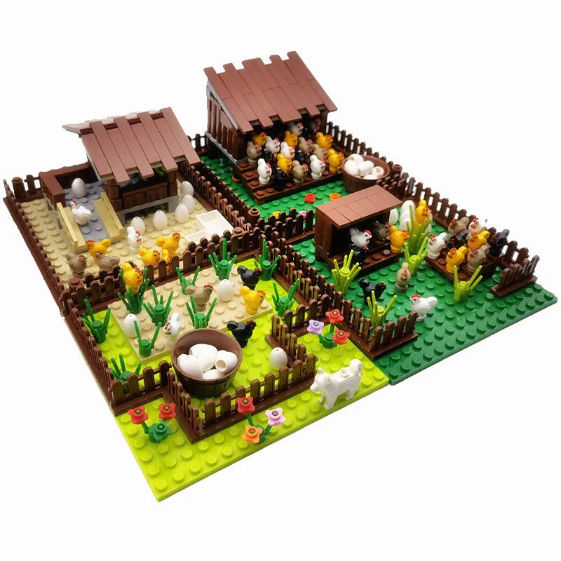 Farm Animals Trees Plants Building Blocks for Kids MOC Compatible