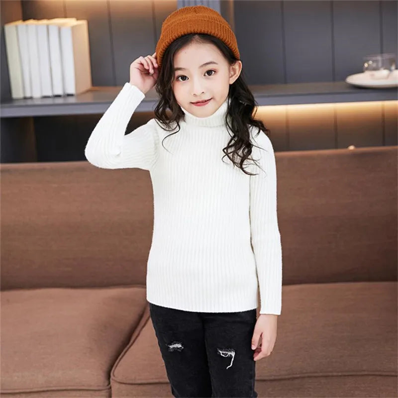 Baby Girls Winter Turtleneck Knitted Sweaters Clothes 2023 Autumn Children