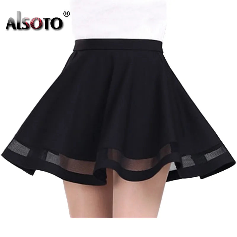 Summer Women Skirt Fashion Elastic Midi Skirt Sexy Girls Mini Pleated Skirts